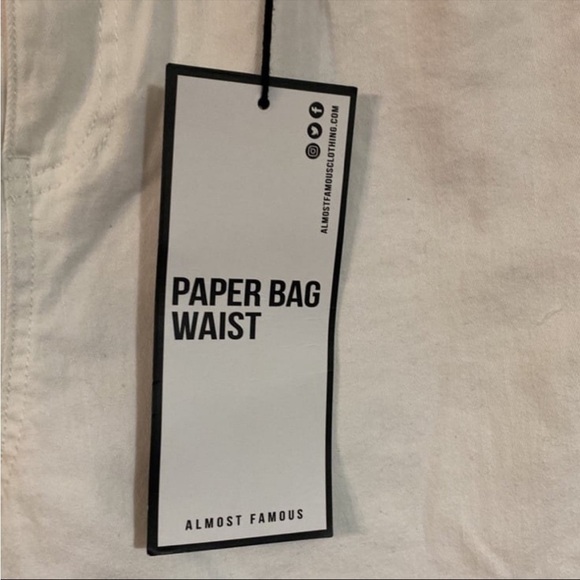 Vintage Almost Famous White Paper Bag Waist Jeans NWT size M - Picture 7 of 12